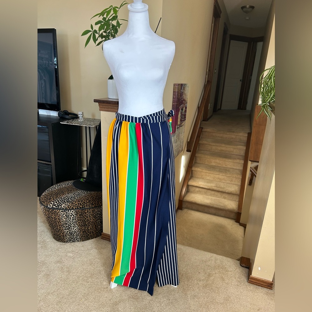 Striped Multicolor wrap skirt- vintage